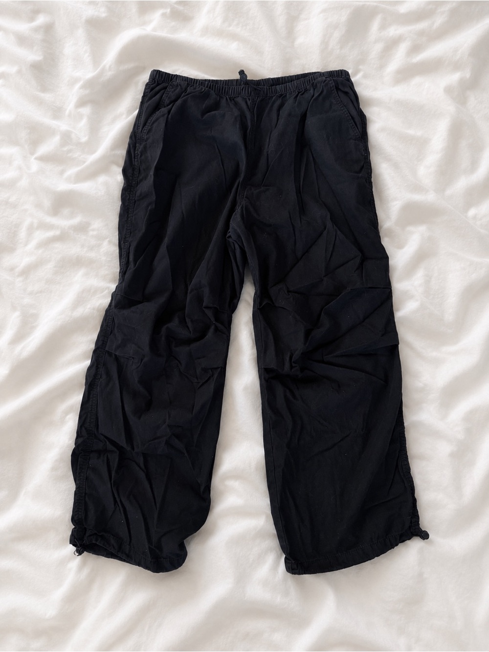 H&M Black Cargo Drawstring Pants